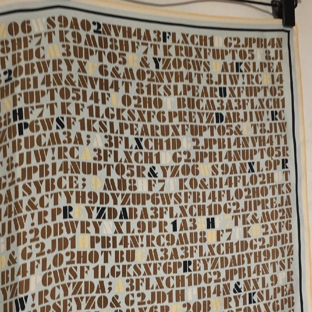 Worth Beige and Brown Letter Print Silk Scarf